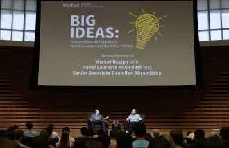 Alvin Roth, recipient of the 2012 Nobel Prize in Economics, talked with Ran Abramitzky about his pioneering work developing the lifesaving “kidney exchange” program that matched donors and patients as part of a unique fall quarter class, ECON 3: Big Ideas: Conversations with Stanford’s Own Nobel Laureates & MacArthur “Genius” Fellows.