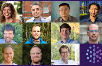 2025 Catalyst Momentum Awardees. First row, from left: Anne Brunet, Monther Abu-Remaileh, Jun Ding, Kang Shen. Second row, from left: Karl Deisseroth, Scott Dixon, Mark J. Schnitzer, Aaron Gitler. Third row, from left: Scott W. Linderman, Daniel Jarosz, William Greenleaf.