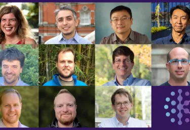 2025 Catalyst Momentum Awardees. First row, from left: Anne Brunet, Monther Abu-Remaileh, Jun Ding, Kang Shen. Second row, from left: Karl Deisseroth, Scott Dixon, Mark J. Schnitzer, Aaron Gitler. Third row, from left: Scott W. Linderman, Daniel Jarosz, William Greenleaf.