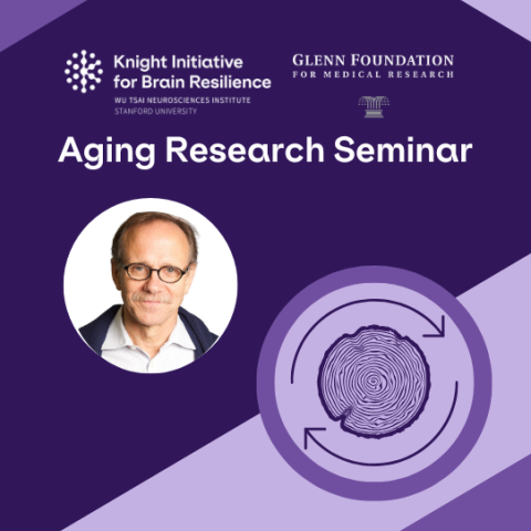 Banner image featuring one rectangle headshot against a purple and blue background design